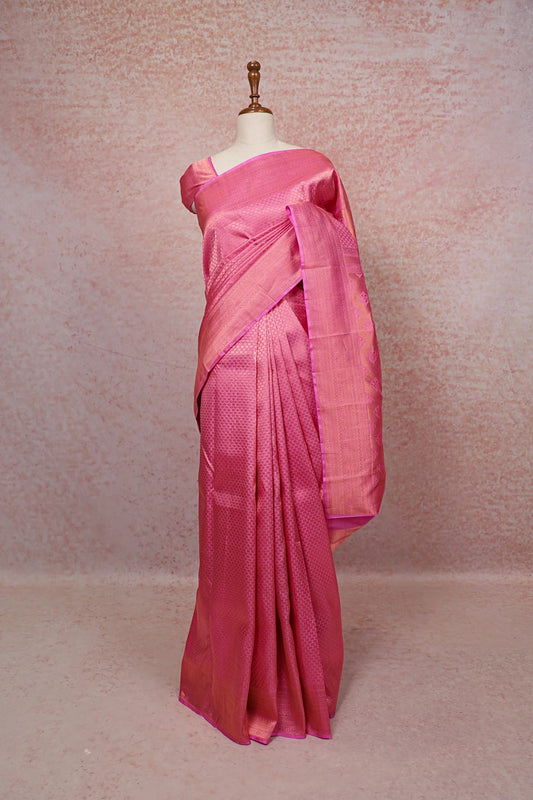 Pink Kancheepuram Semi Silk Saree