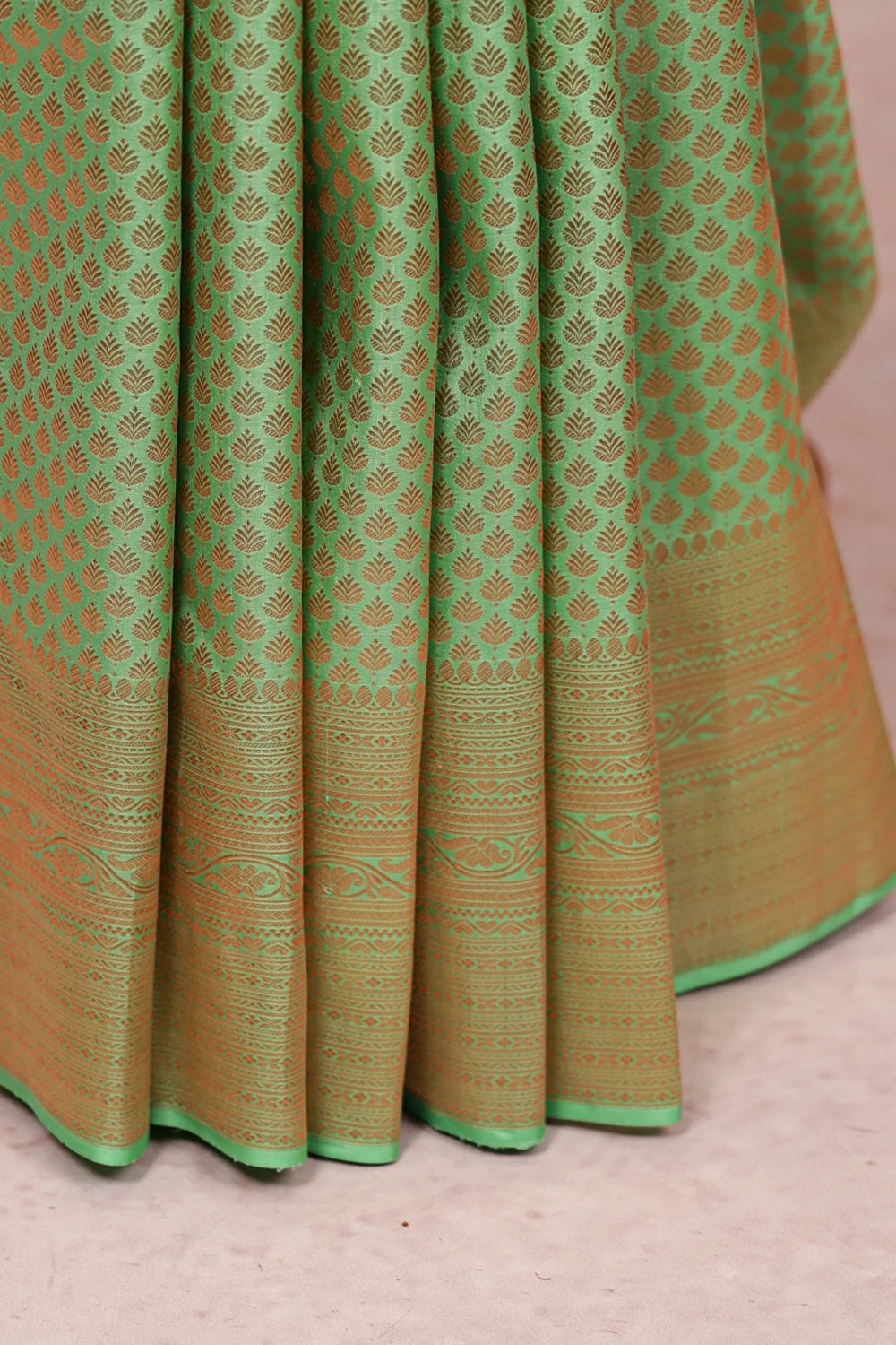 Pista Green Kancheepuram Semi Silk Saree