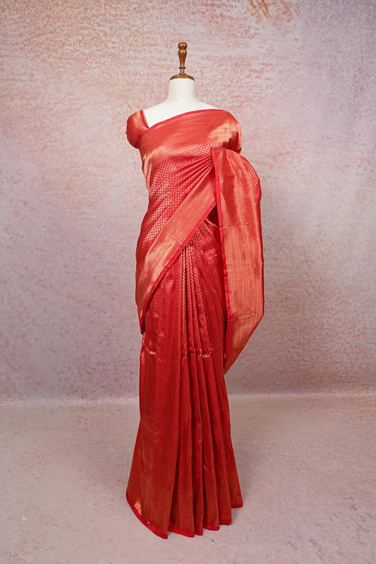 Red Kancheepuram Semi Silk Saree