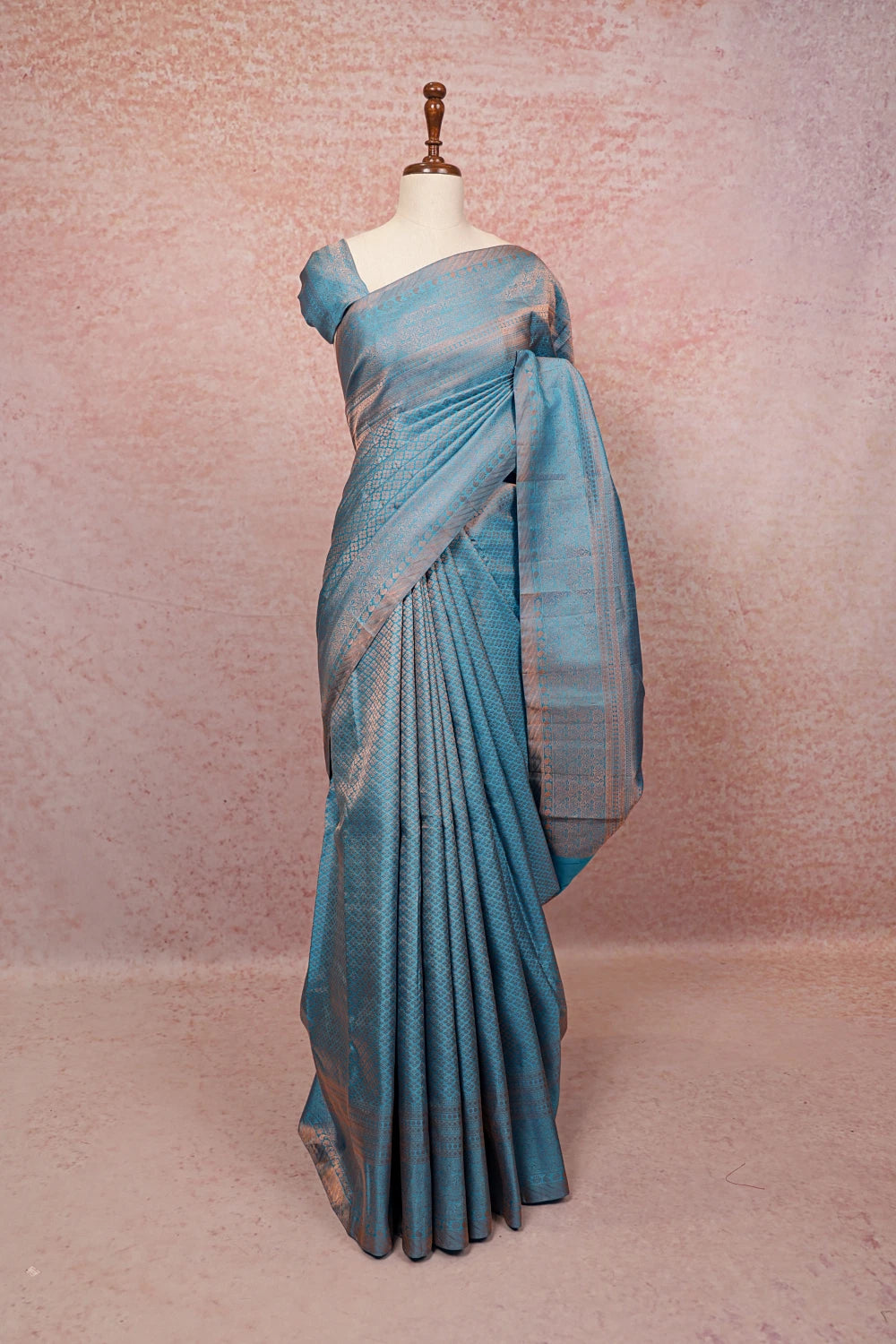 Light Blue Kancheepuram Semi Silk Saree