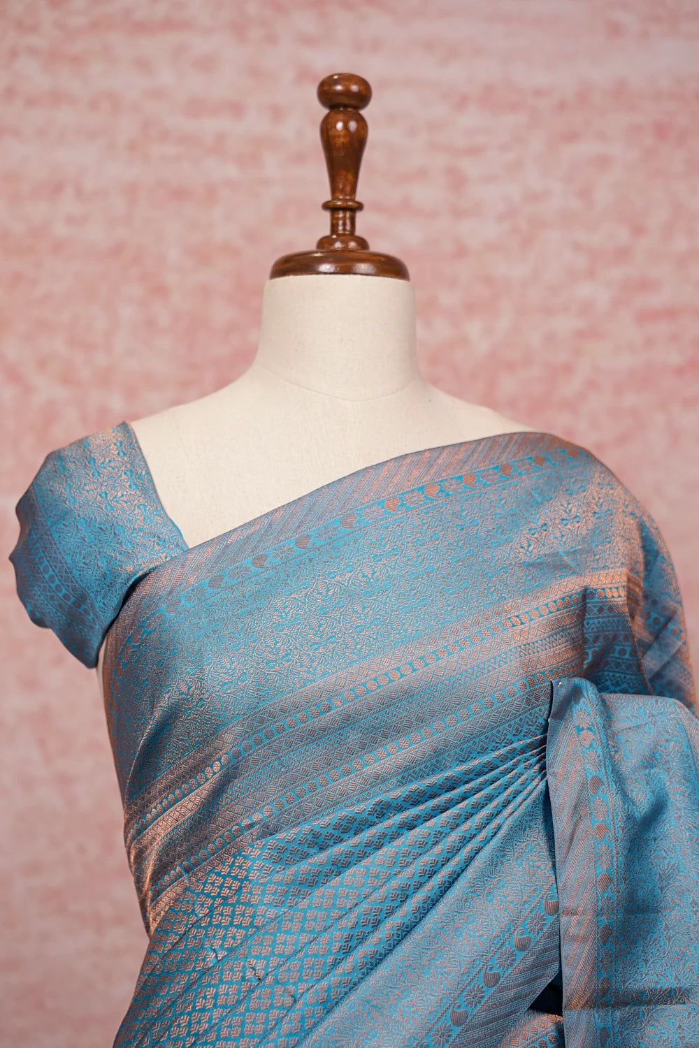 Light Blue Kancheepuram Semi Silk Saree