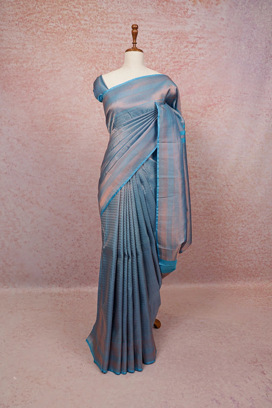 Light Blue Kancheepuram Semi Silk Saree - Seematti
