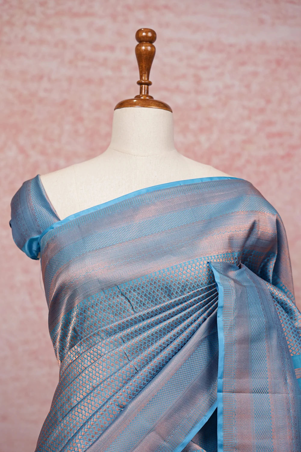 Light Blue Kancheepuram Semi Silk Saree