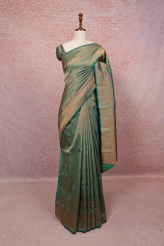 Peacock Green Kancheepuram Semi Silk Saree