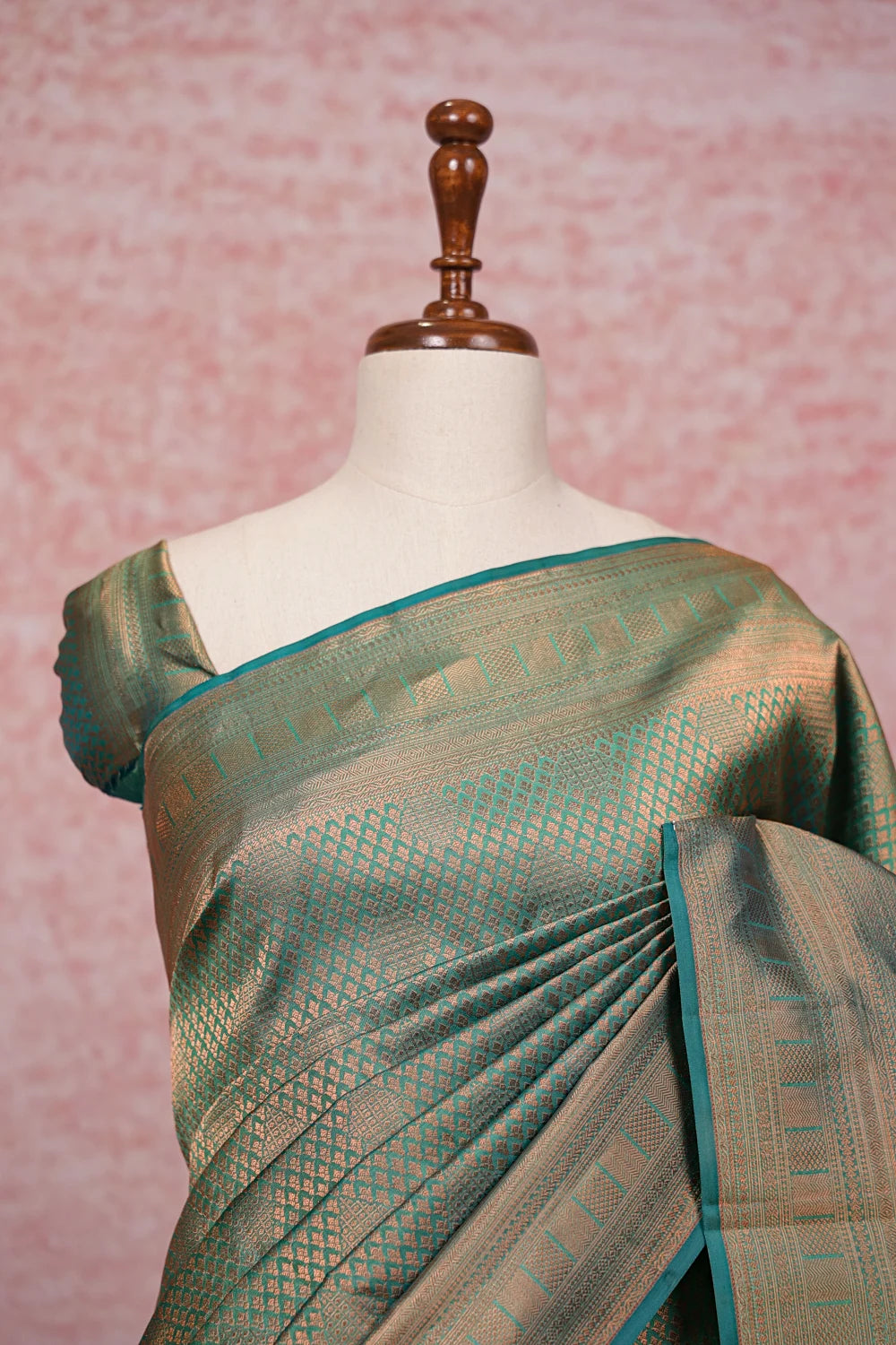 Peacock Green Kancheepuram Semi Silk Saree
