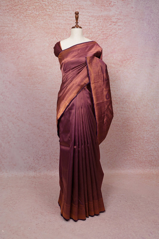 Dark Purple Kancheepuram Semi Silk Saree
