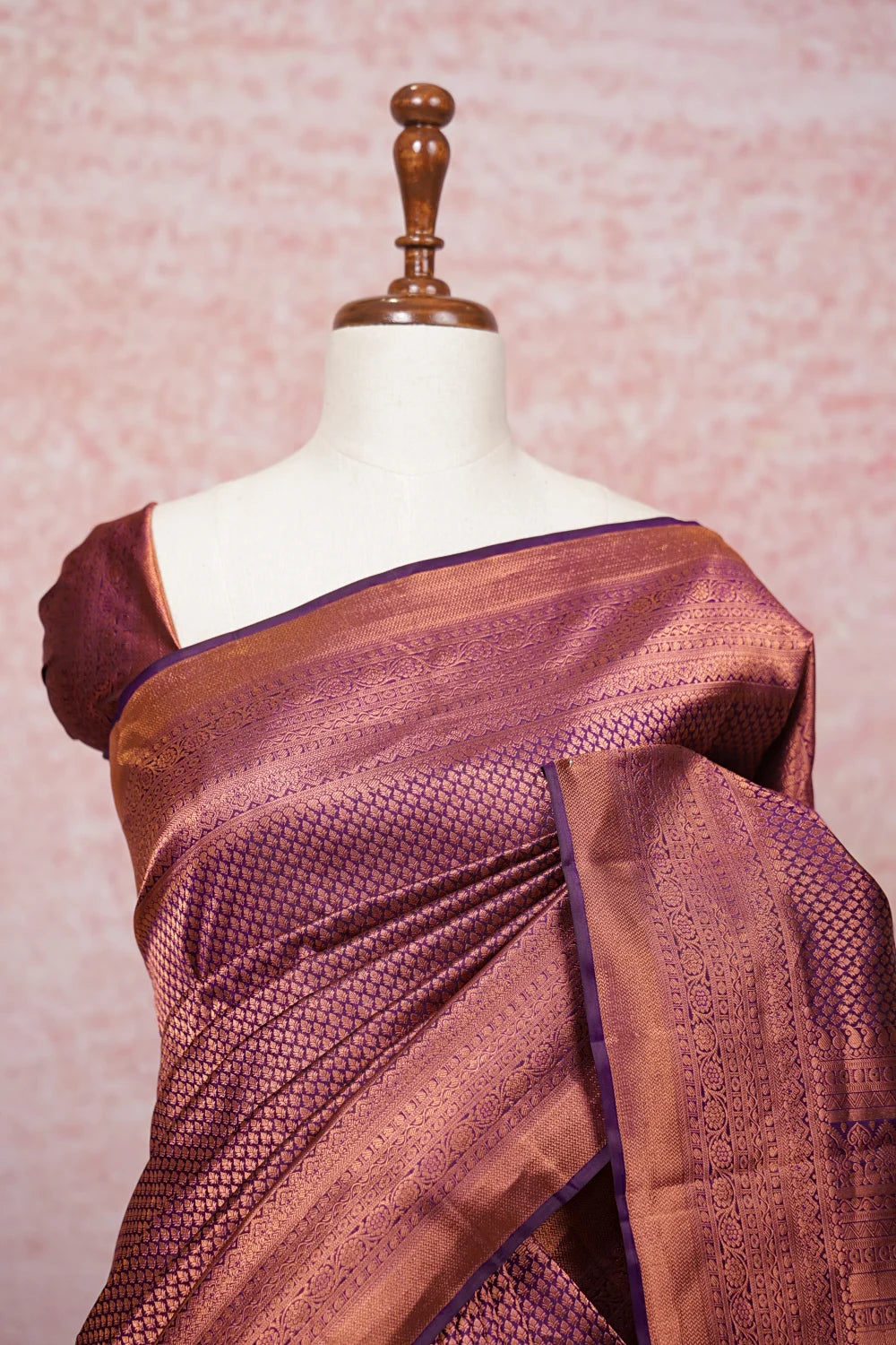 Dark Purple Kancheepuram Semi Silk Saree