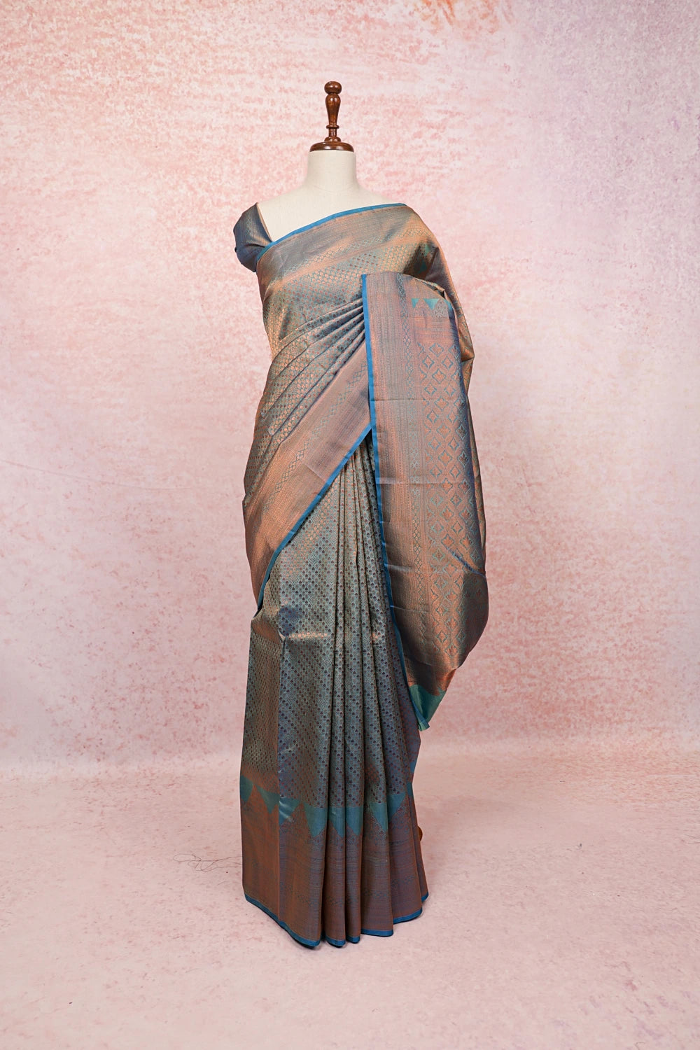 Light Blue Kancheepuram Semi Silk Saree