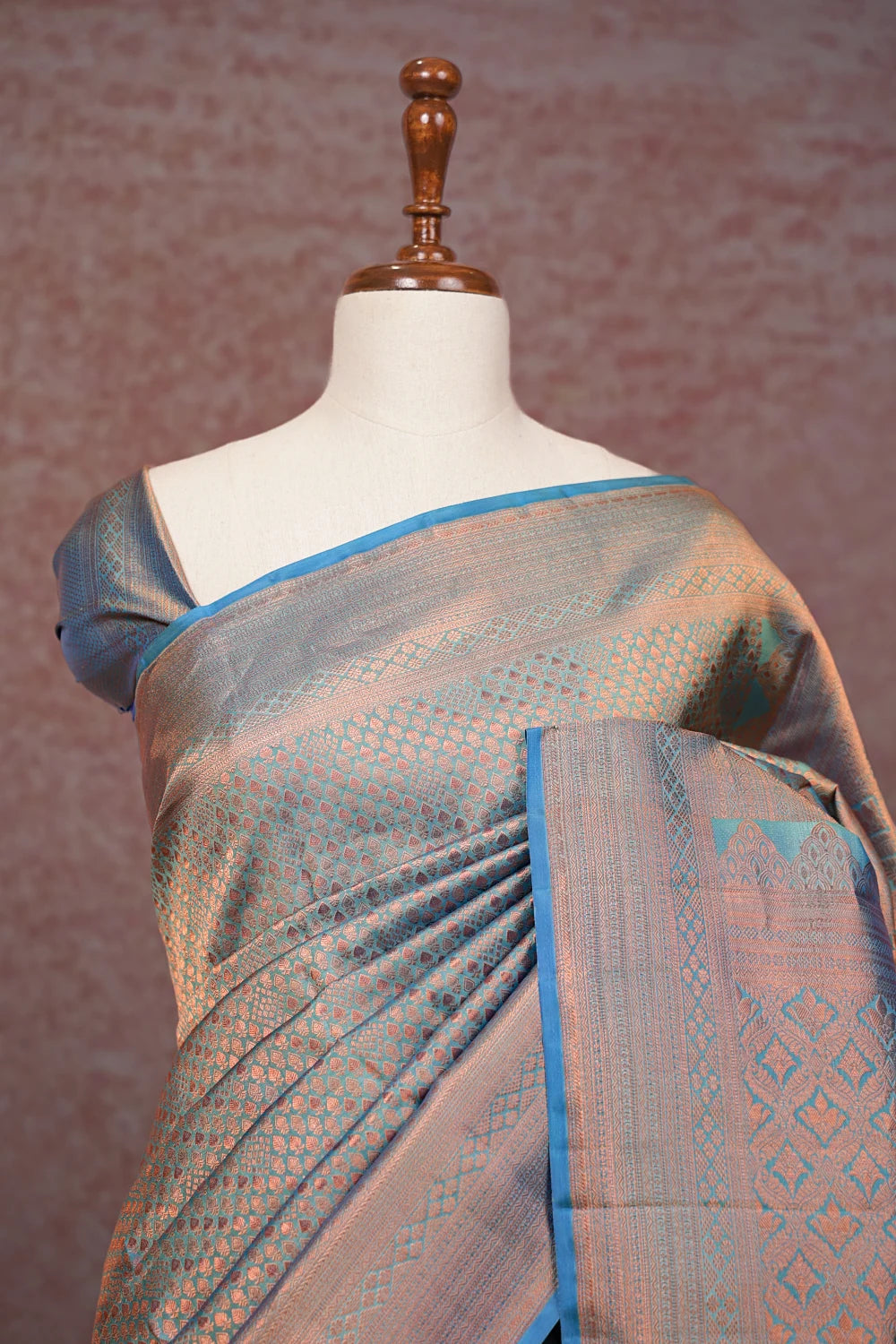 Light Blue Kancheepuram Semi Silk Saree