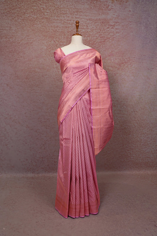 Baby Pink Kancheepuram Semi Silk Saree