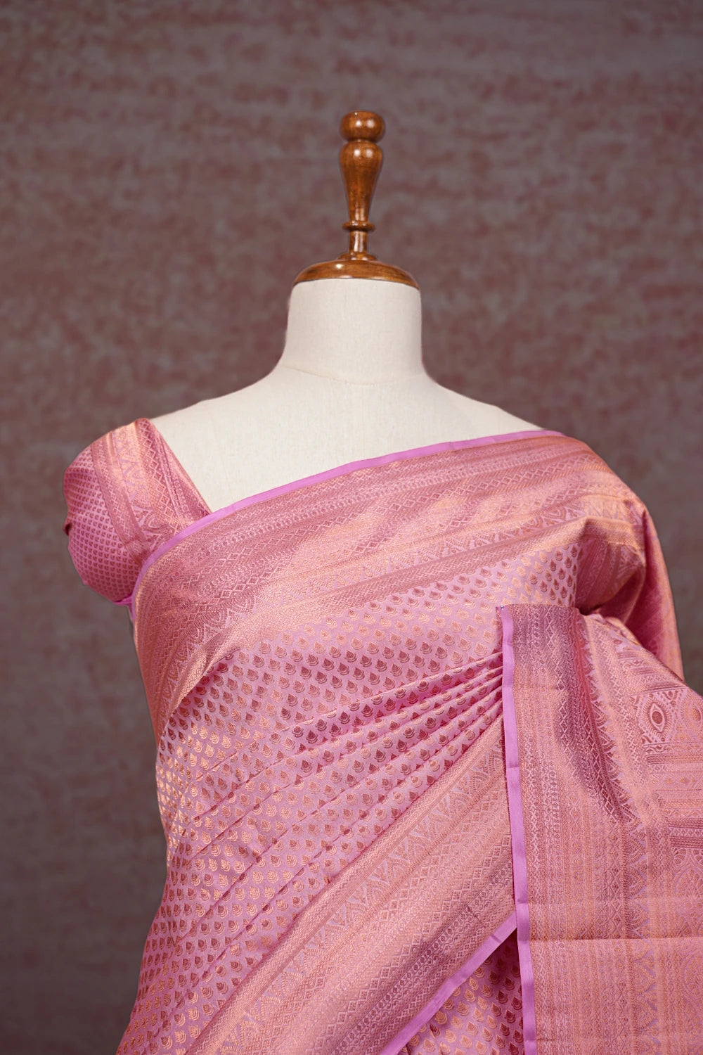 Baby Pink Kancheepuram Semi Silk Saree