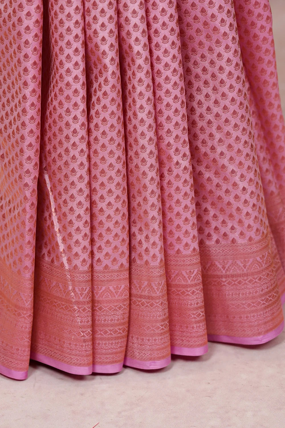 Baby Pink Kancheepuram Semi Silk Saree