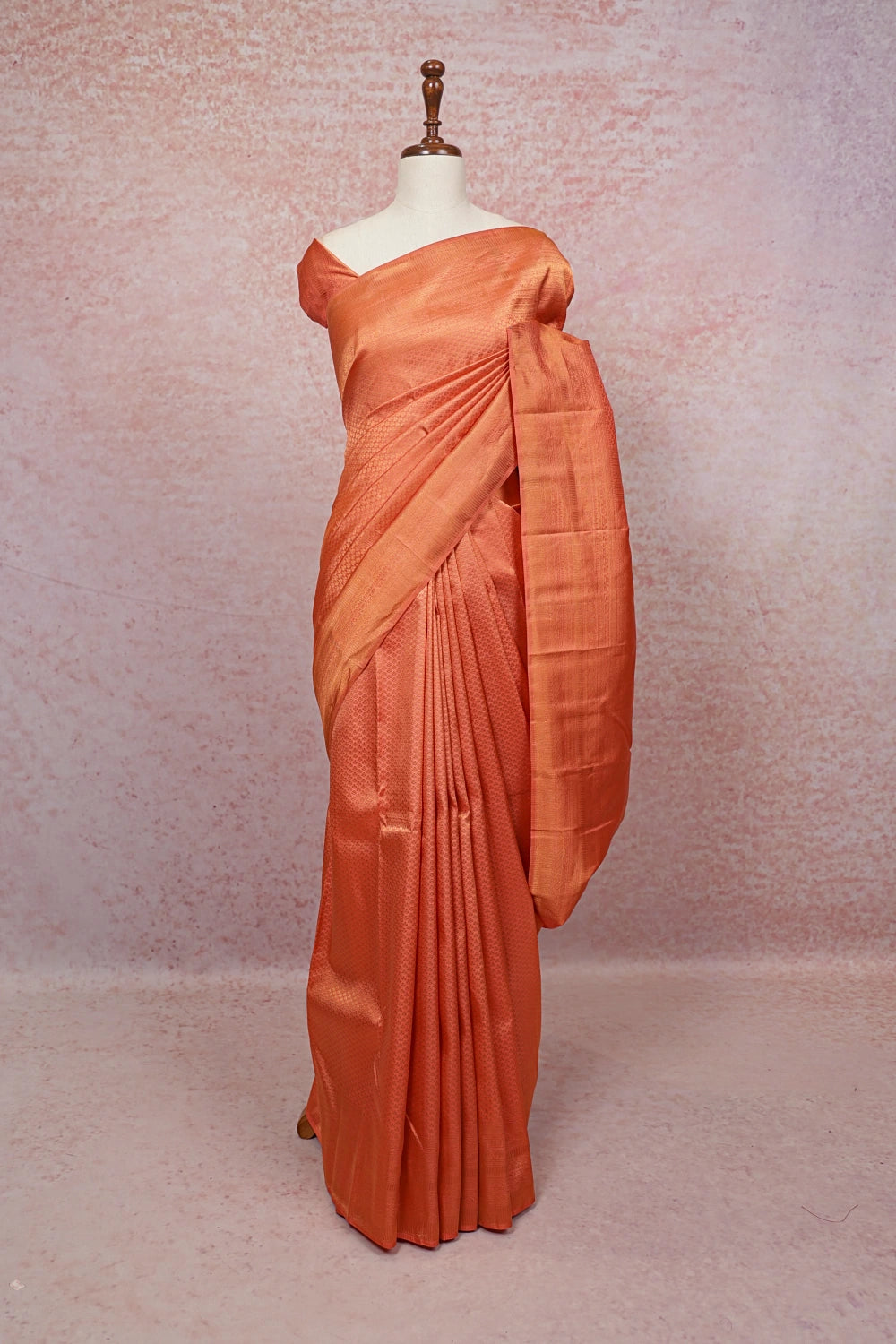 Peach Kancheepuram Semi Silk Saree