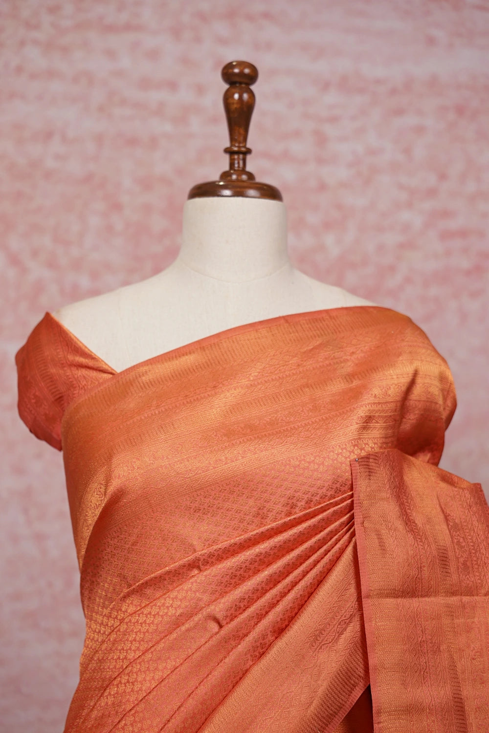 Peach Kancheepuram Semi Silk Saree
