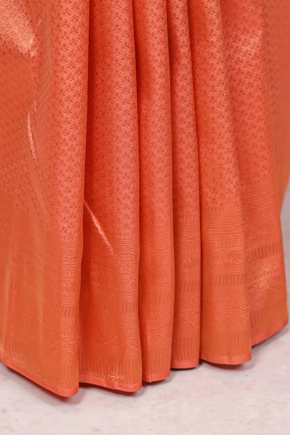 Peach Kancheepuram Semi Silk Saree