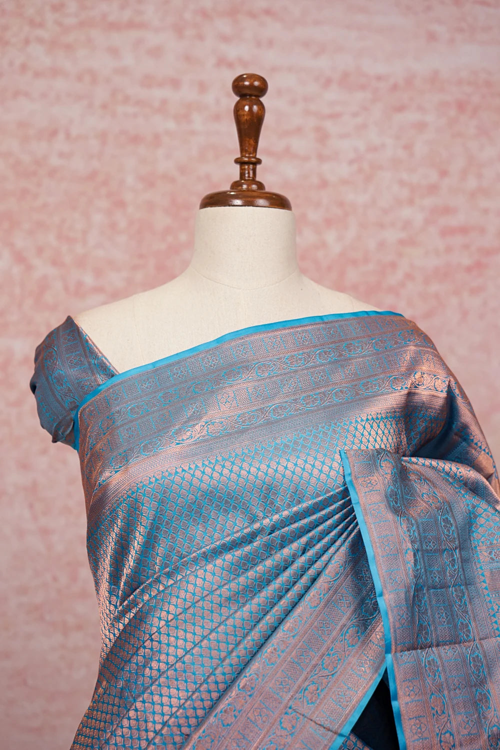 Sky Blue Kancheepuram Semi Silk Saree