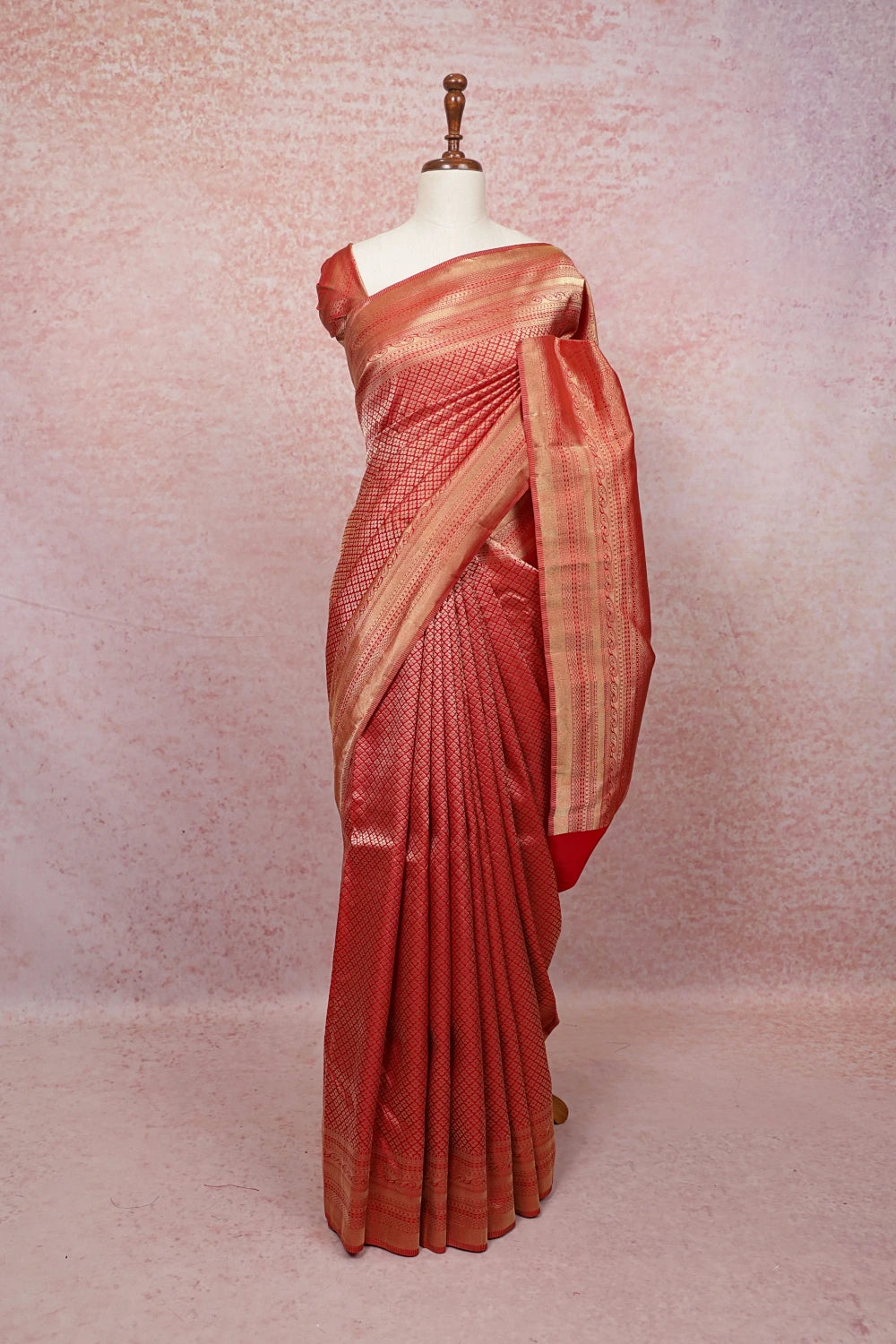 Red Kancheepuram Semi Silk Saree