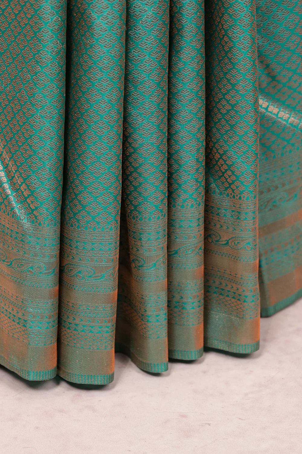 Peacock  Blue Kancheepuram Semi Silk Saree