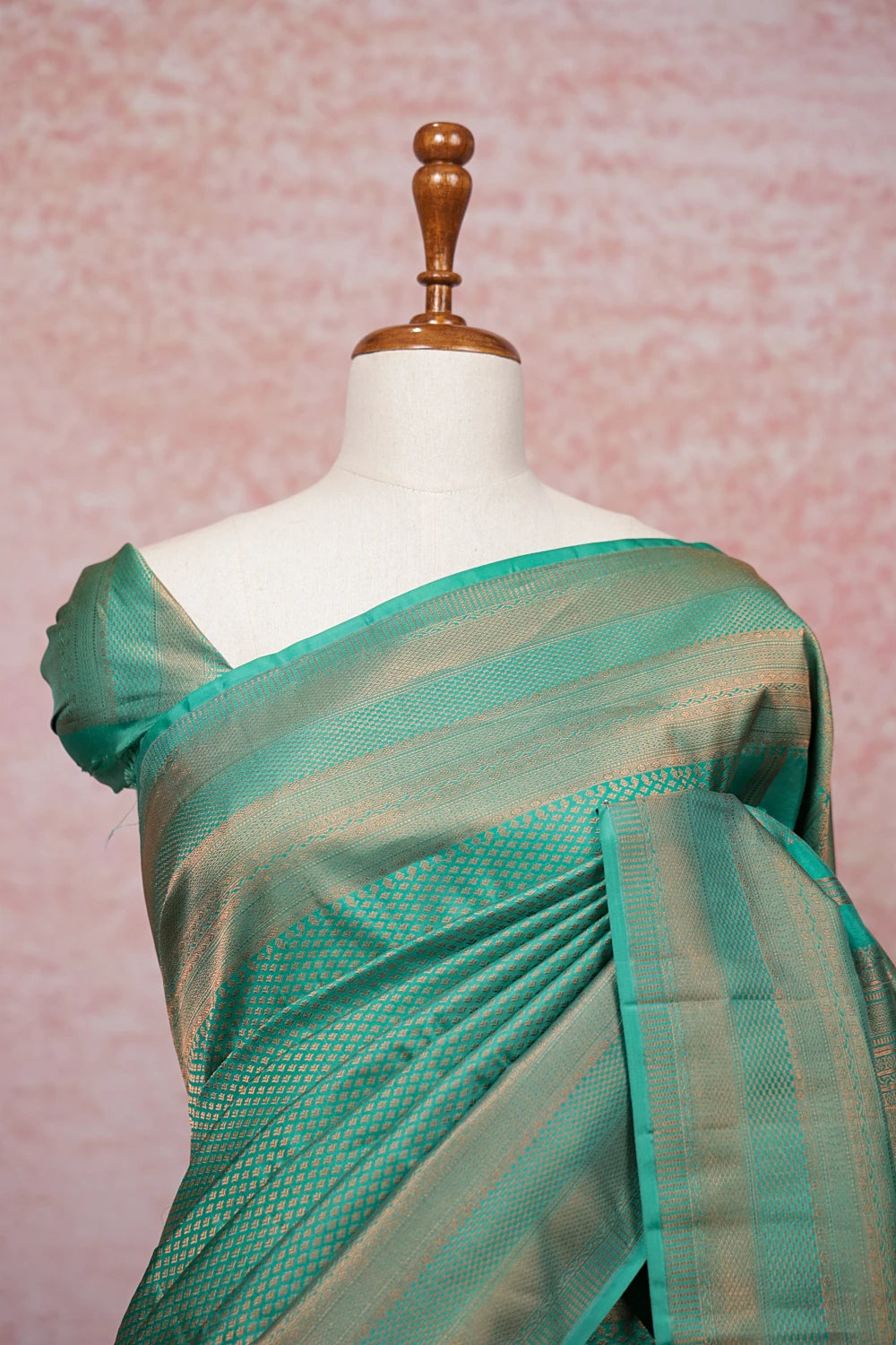Light Green Kancheepuram Semi Silk Saree