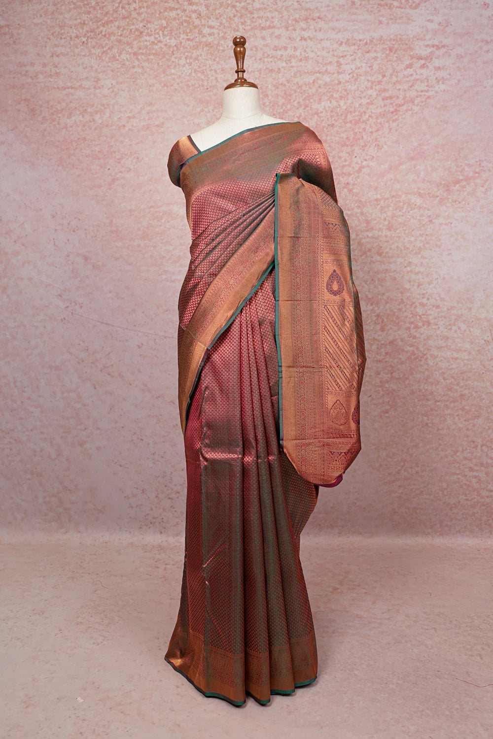 Wine Kancheepuram Semi Silk Saree