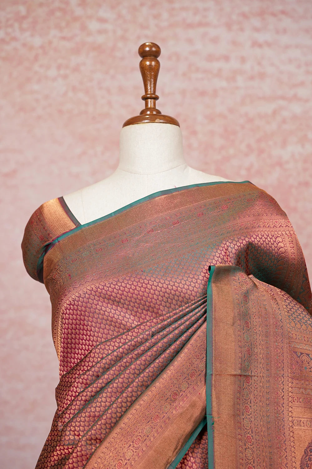 Wine Kancheepuram Semi Silk Saree
