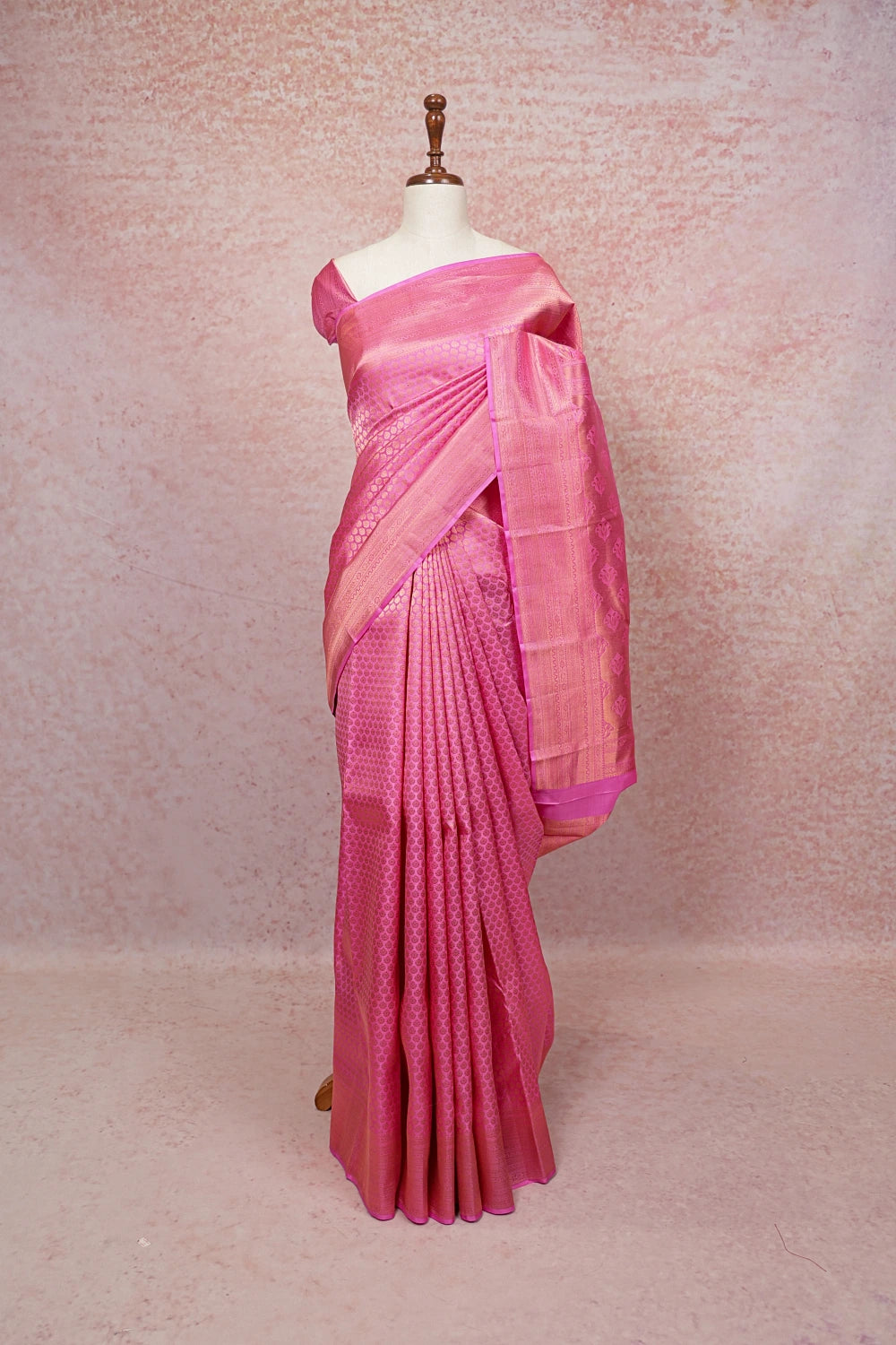 Pink Kancheepuram Semi Silk Saree
