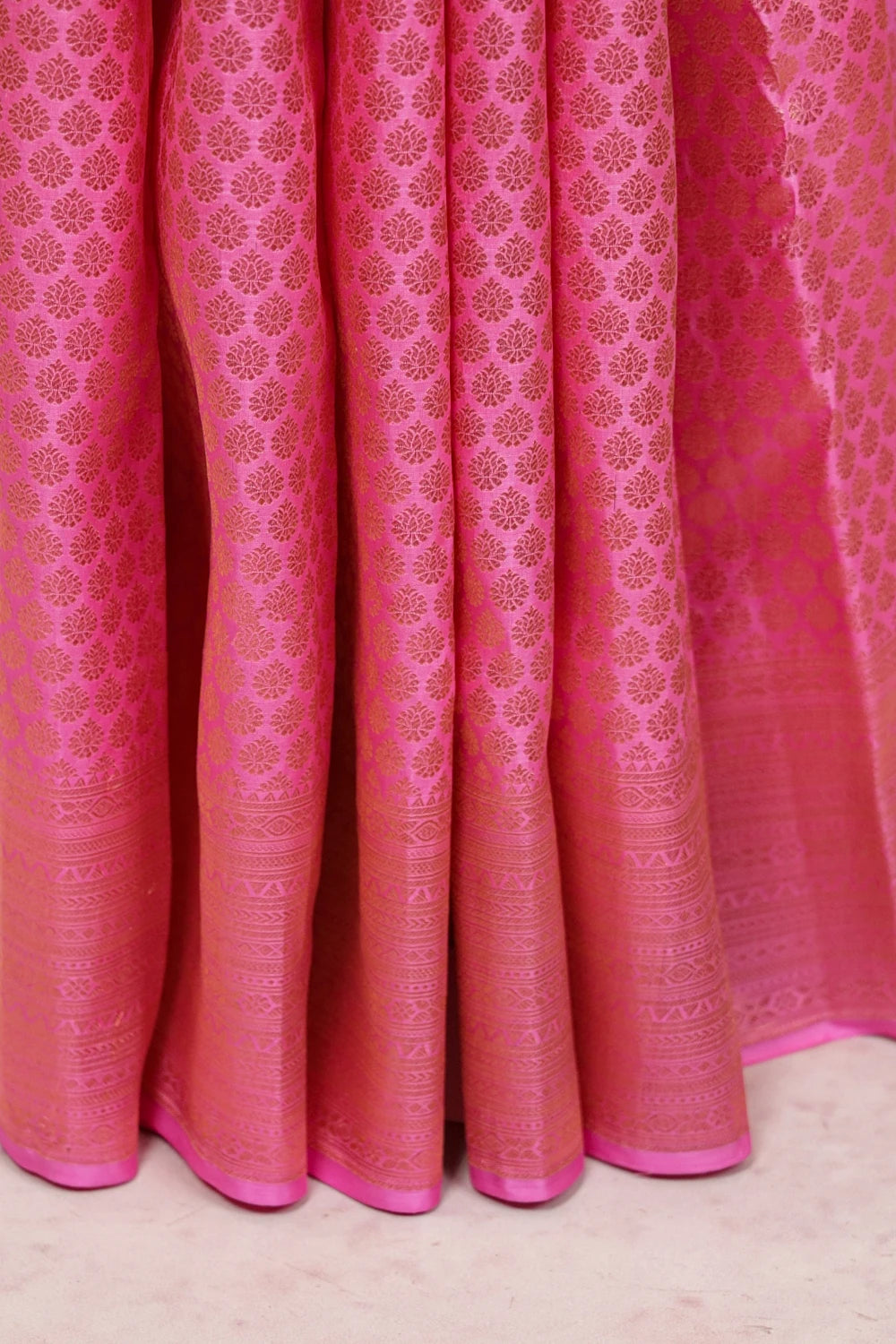Pink Kancheepuram Semi Silk Saree