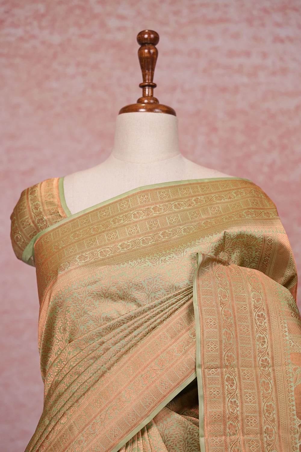 Pista Green Kancheepuram Semi Silk Saree - Seematti