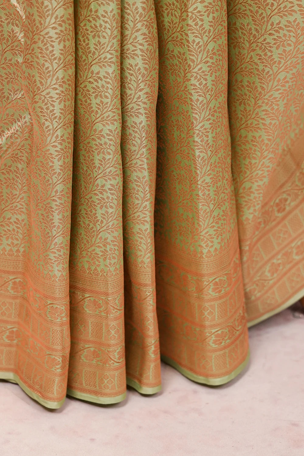 Pista Green Kancheepuram Semi Silk Saree - Seematti