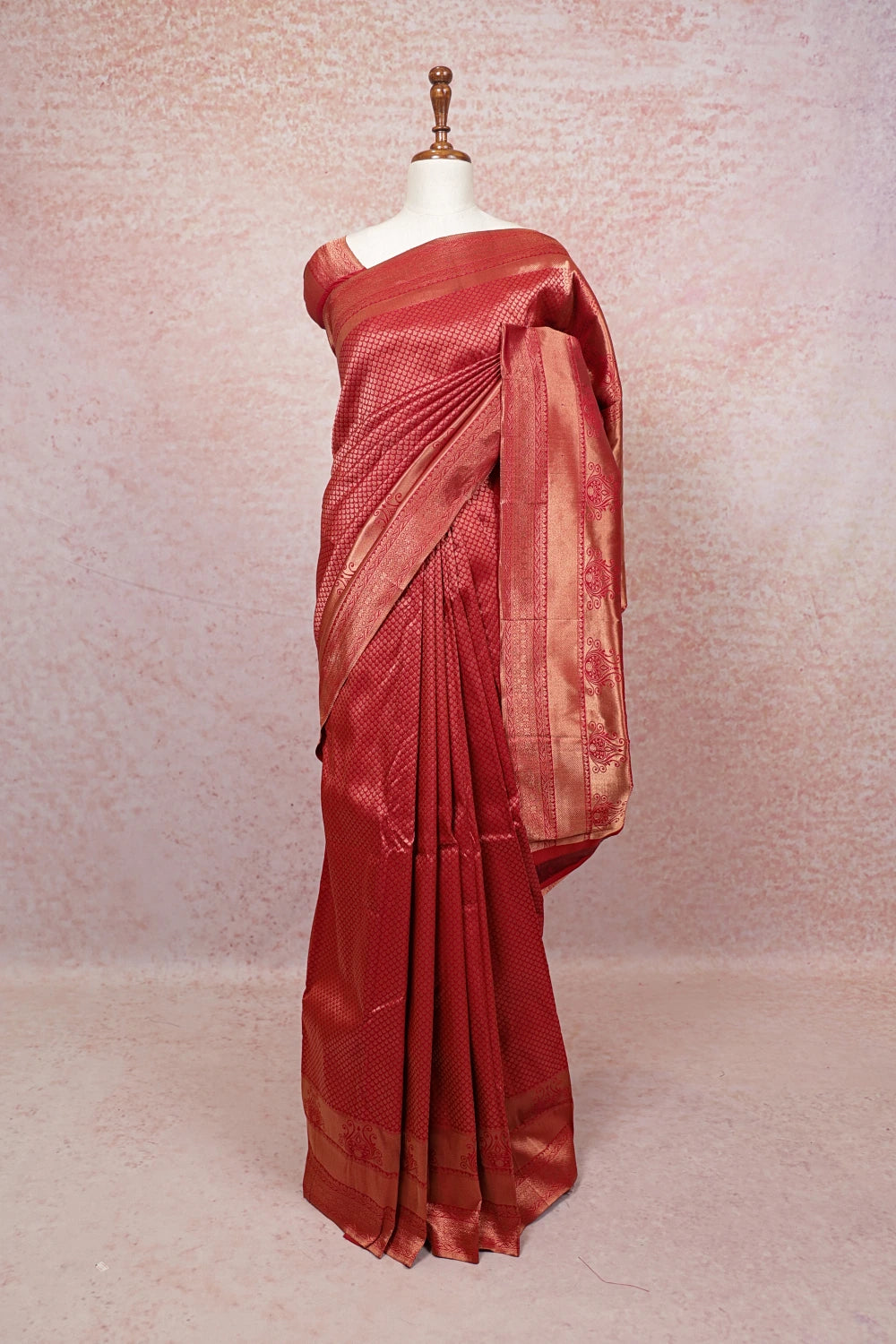 Maroon Kancheepuram Semi Silk Saree