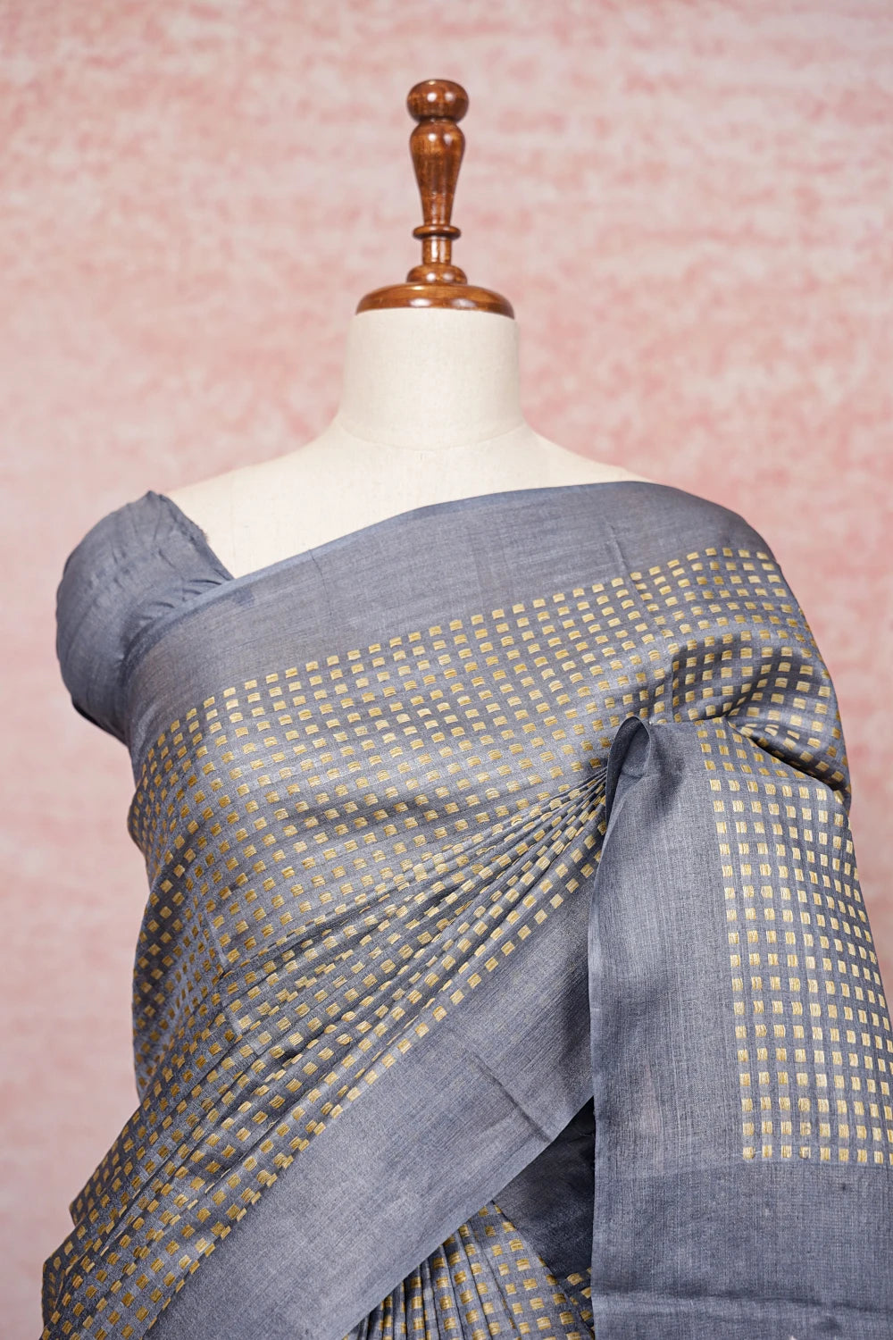 Ash Tussar Silk Saree