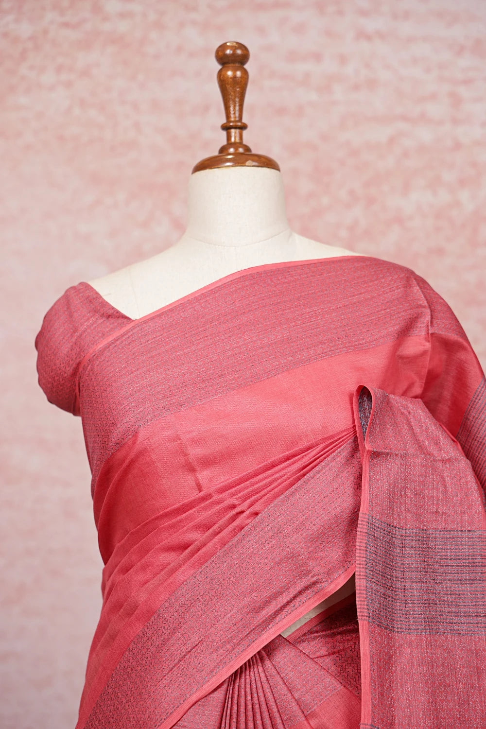 Coral Tussar Silk Saree