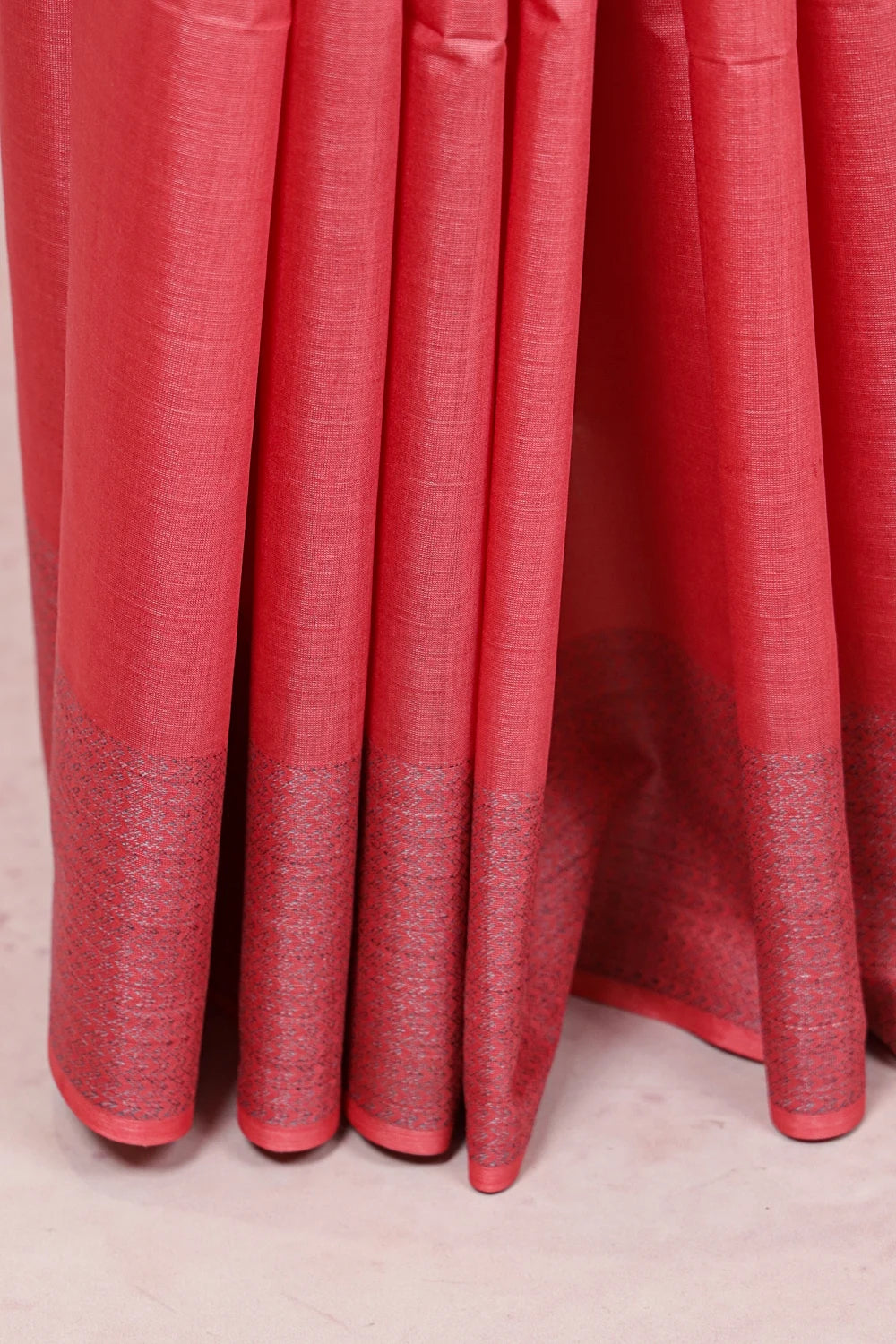 Coral Tussar Silk Saree