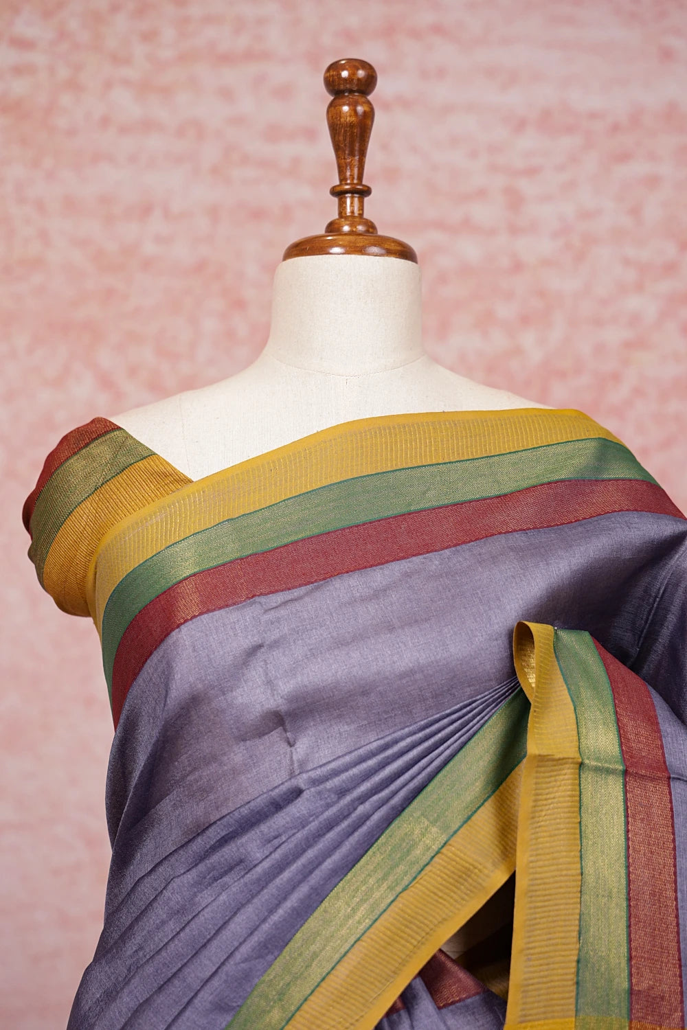Ash Tussar Silk Saree