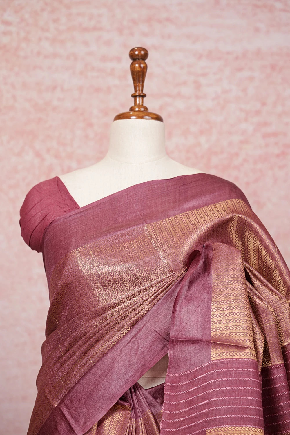 Onion Color Tussar Saree