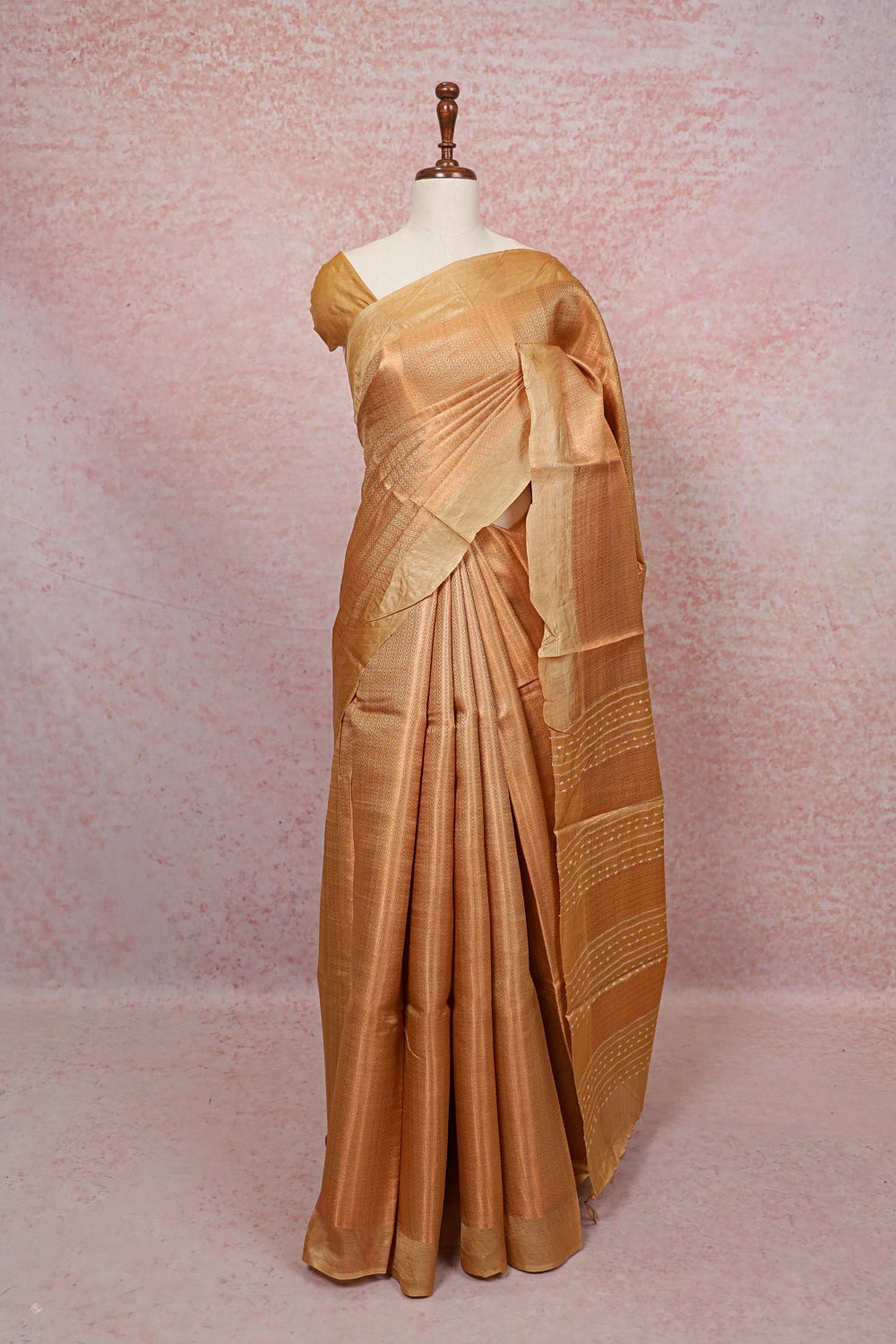 Light Champagne Gold Color Tussar Saree