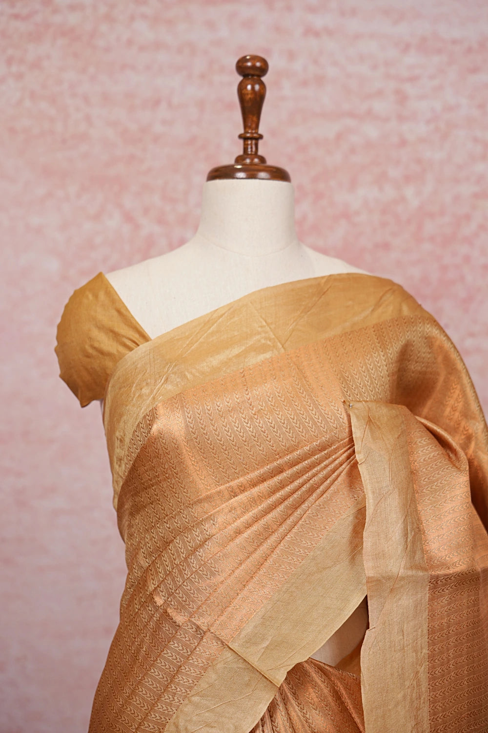 Light Champagne Gold Color Tussar Saree
