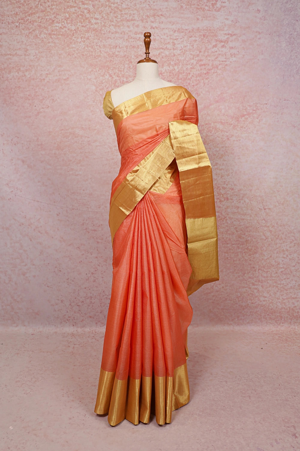 Light Orange Tussar Saree