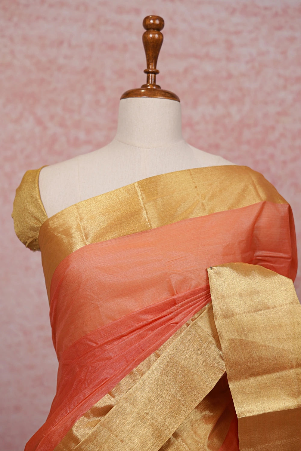 Light Orange Tussar Saree