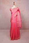 Peach Pink Tussar Saree
