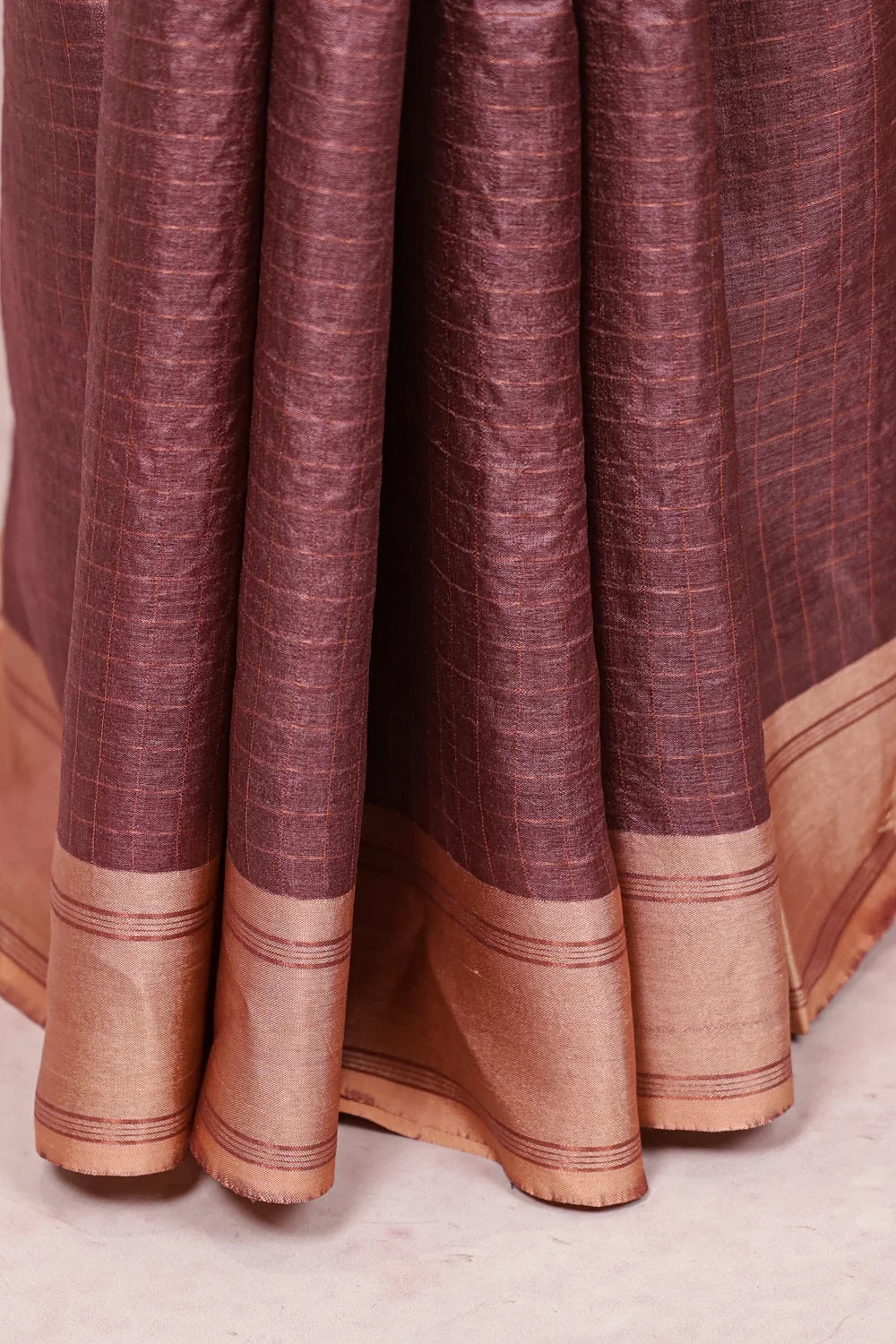 Onion Pink Tussar Silk Saree