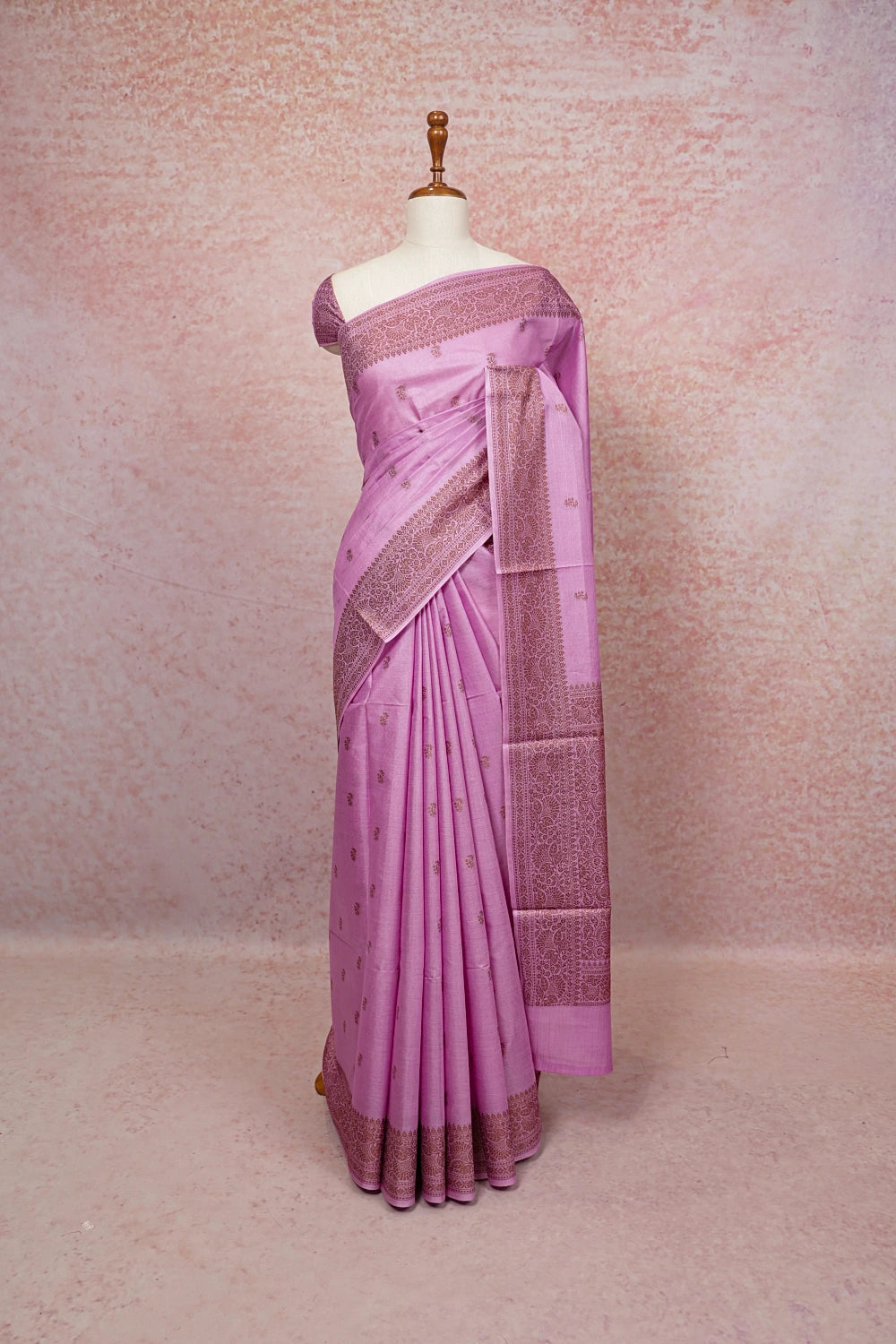 Lavender Tussar Silk Saree - Seematti