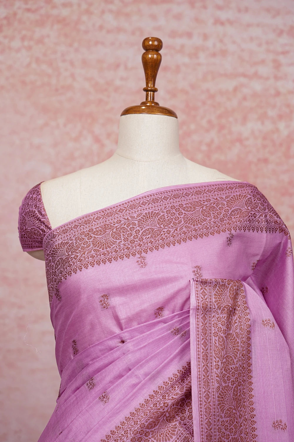 Lavender Tussar Silk Saree - Seematti