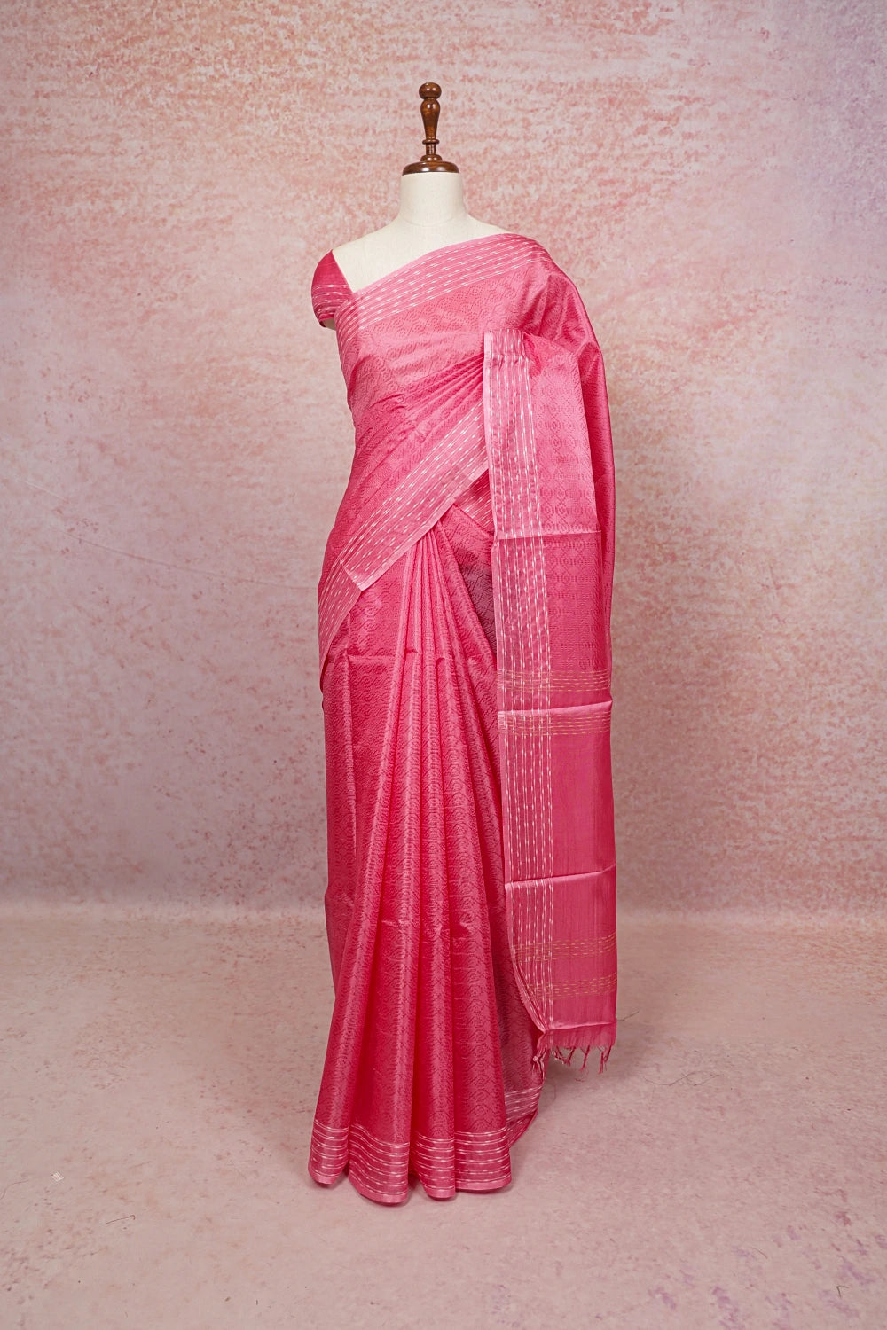 Pink Tussar Silk Saree - Seematti