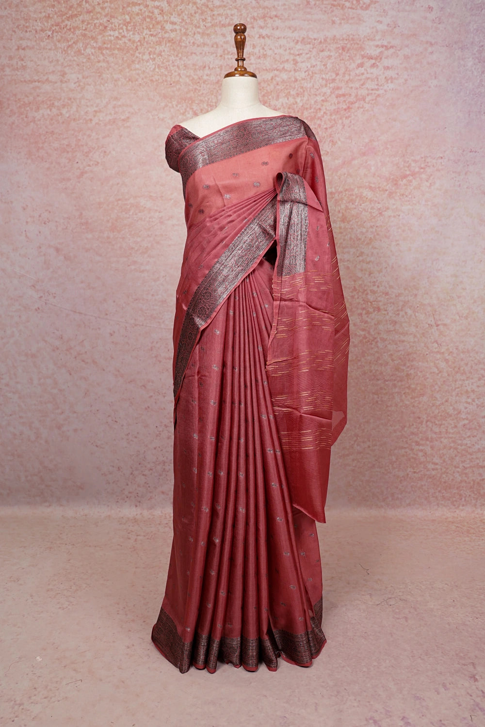 Copper Brown Tussar Silk Saree