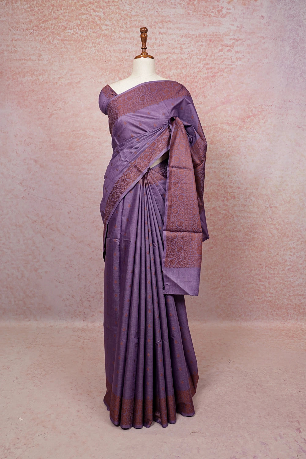 Purple Tussar Silk Saree