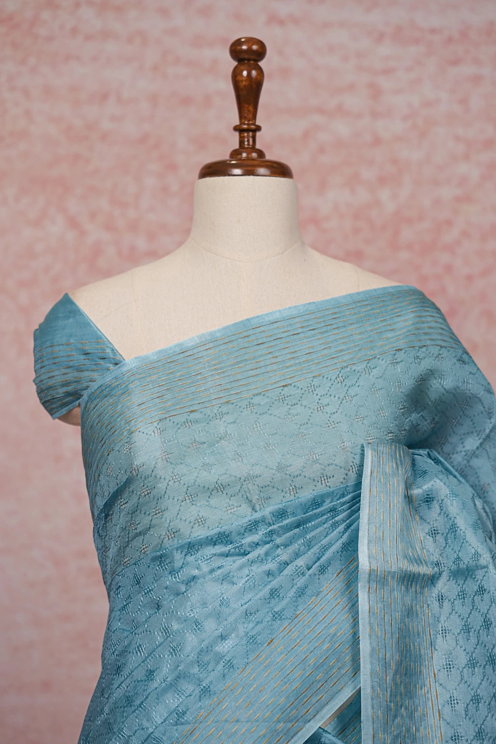 Light Blue Tussar Silk Saree