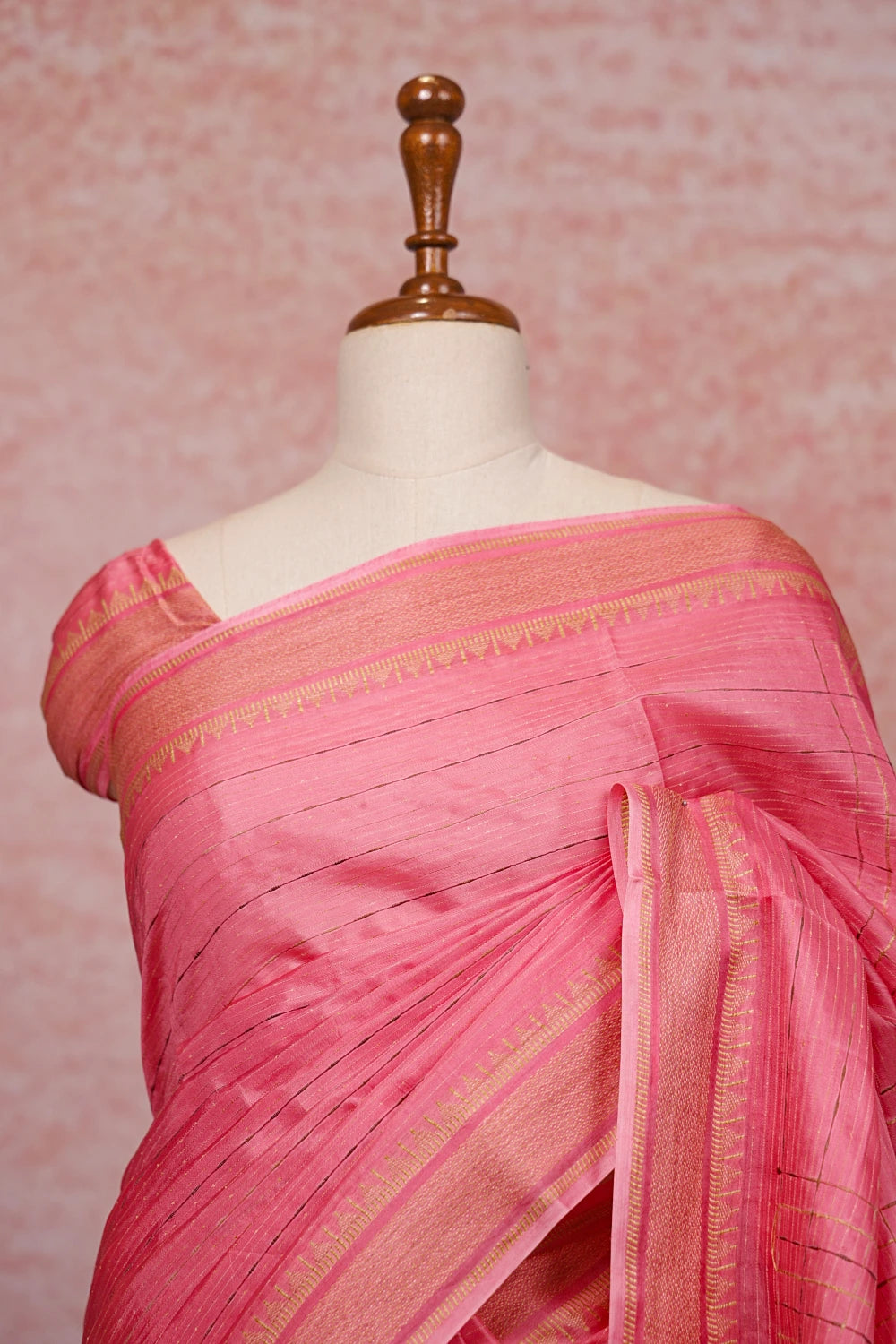 Pink Tussar Silk Saree - Seematti