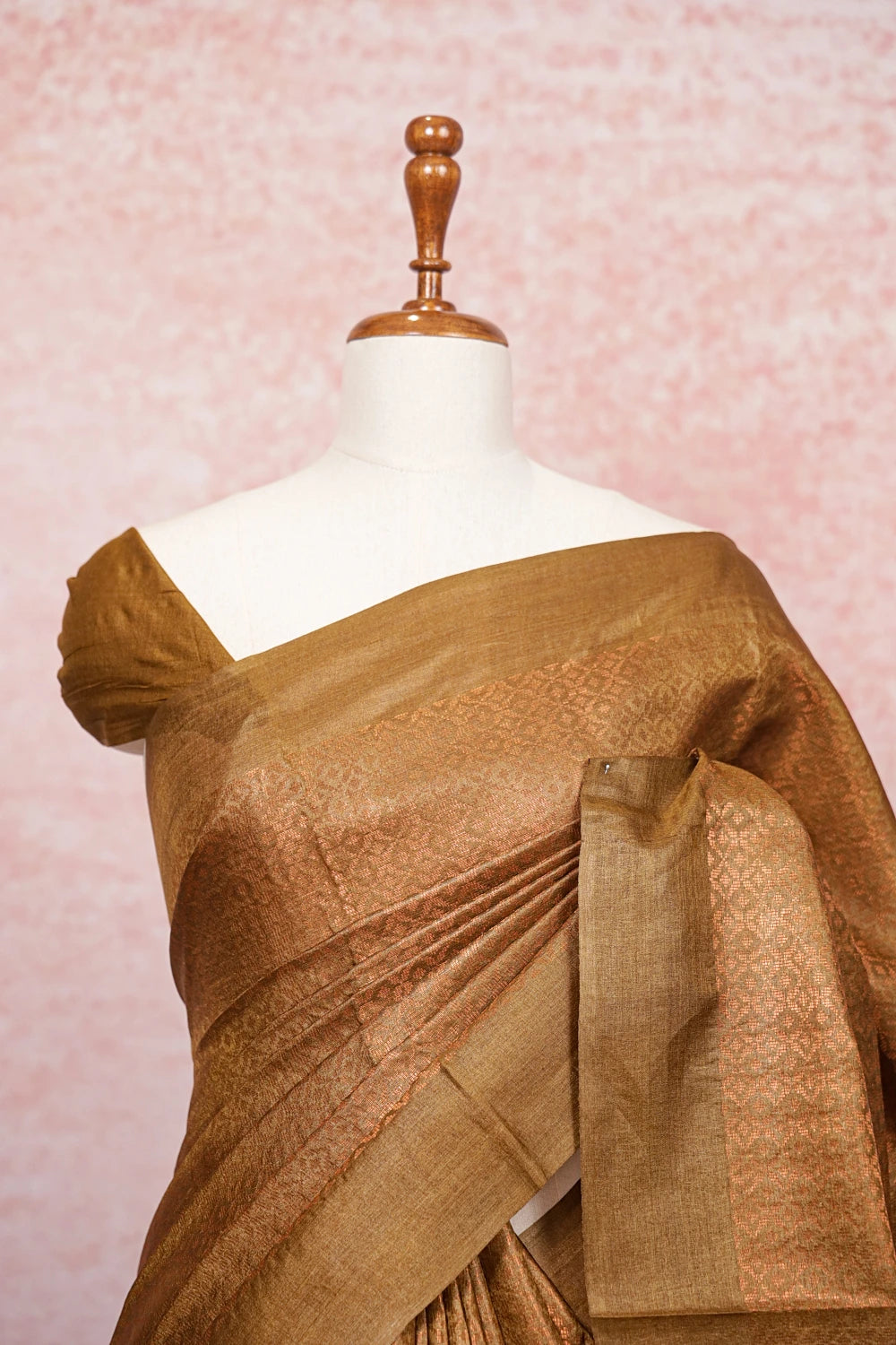 Light Brown Tussar Silk Saree