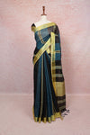 Black And Blue Linen Saree
